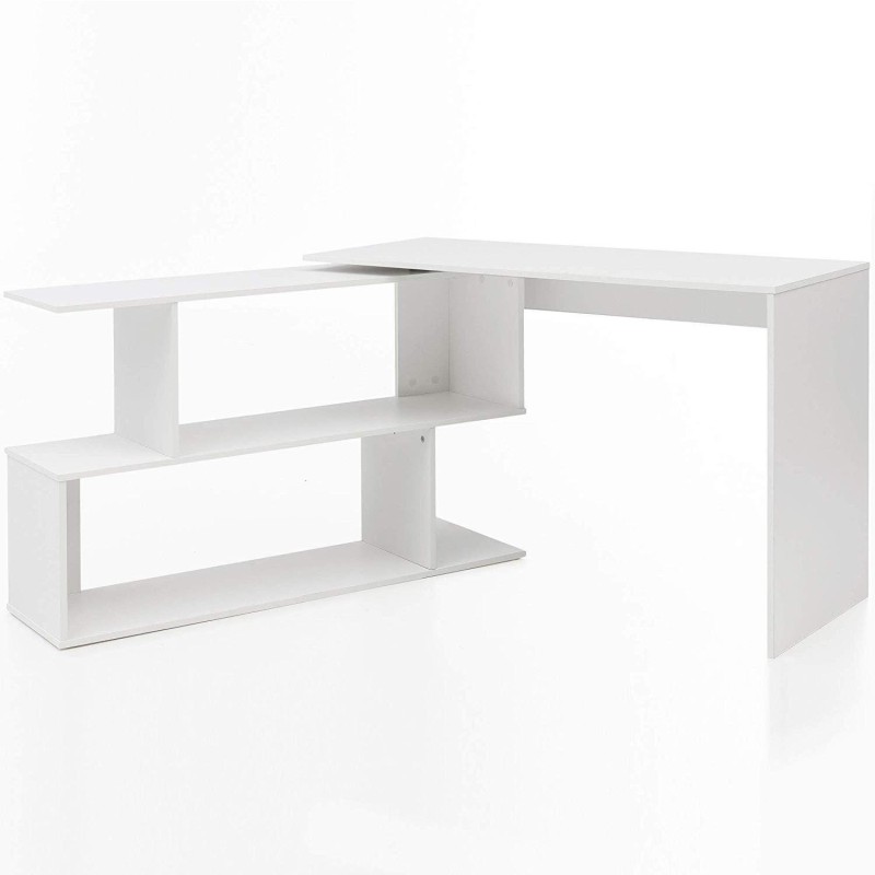 Escritorio de Diseño FATIMA, 119x49x78 cm, con Estantes, en Madera color Blanco