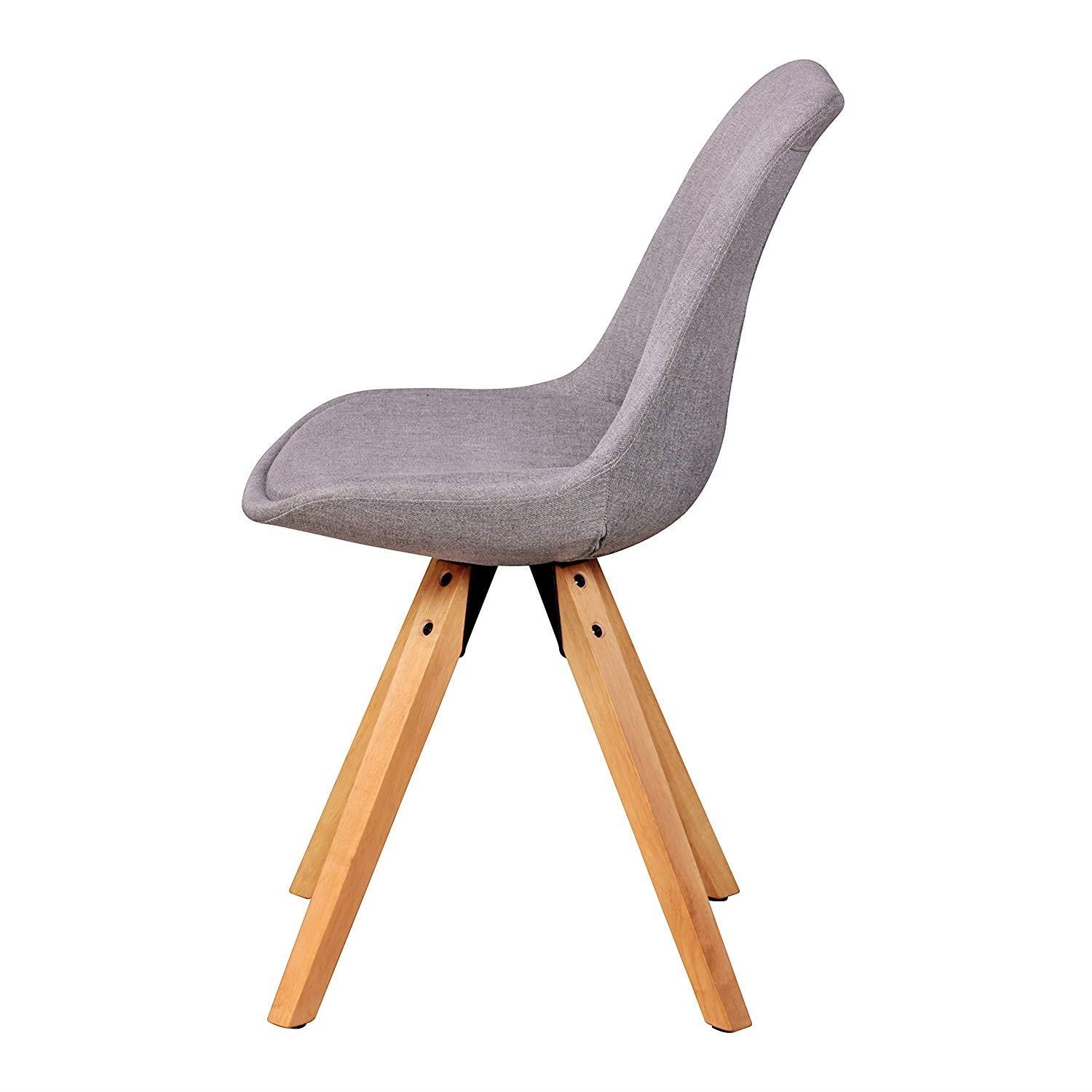 Lote de 2 Sillas de Confidente KARIMA, Patas de Madera Claras, Tela color Amarillo