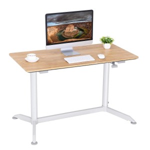 Mesa Elevable ZAIRA, Estructura Metálica y Madera color Roble