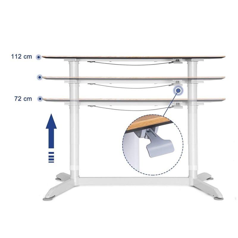 Mesa Elevable ZAIRA, Estructura Metálica y Madera color Roble