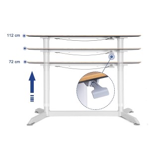 Mesa Elevable ZAIRA, Estructura Metálica y Madera color Roble