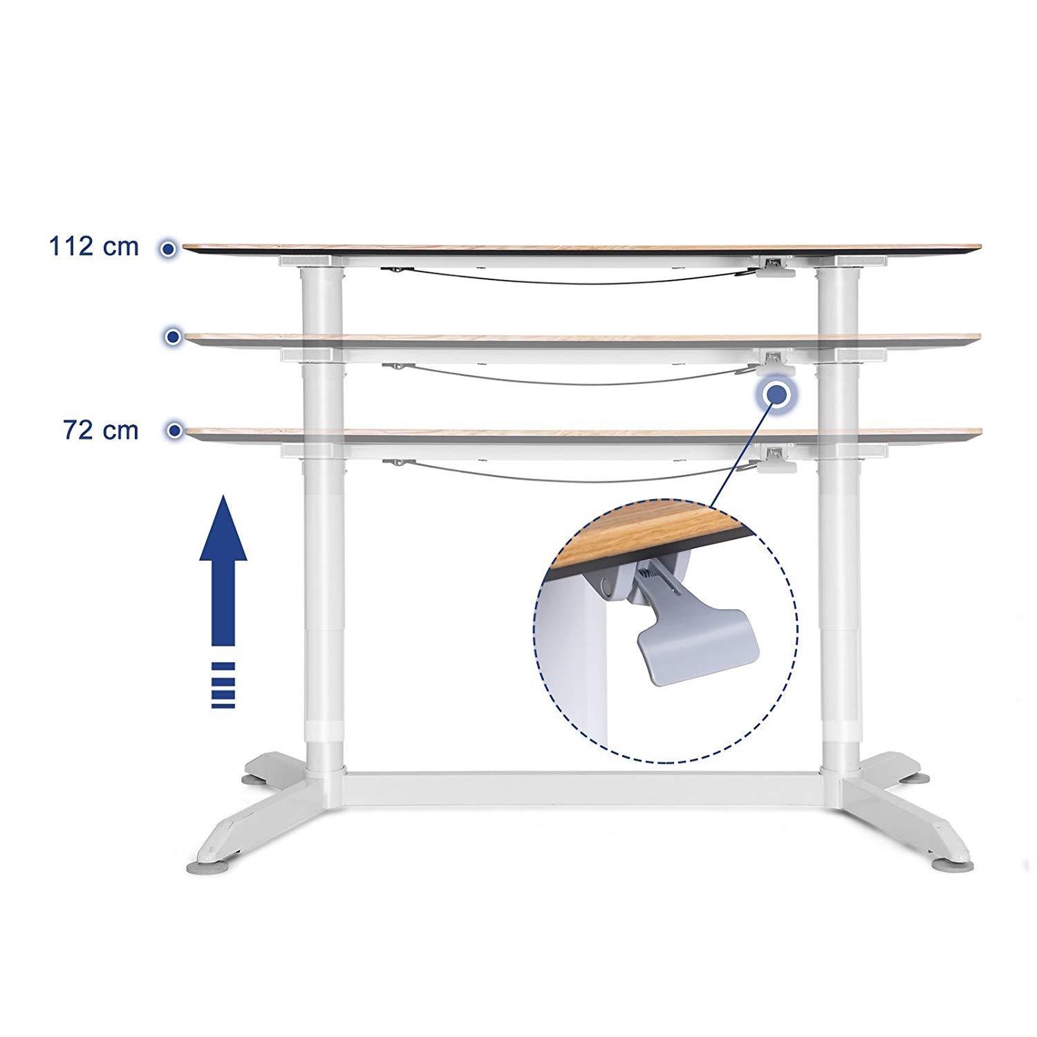 Mesa Elevable ZAIRA, 120 x 60 cm, Estructura Metálica y Madera color Roble