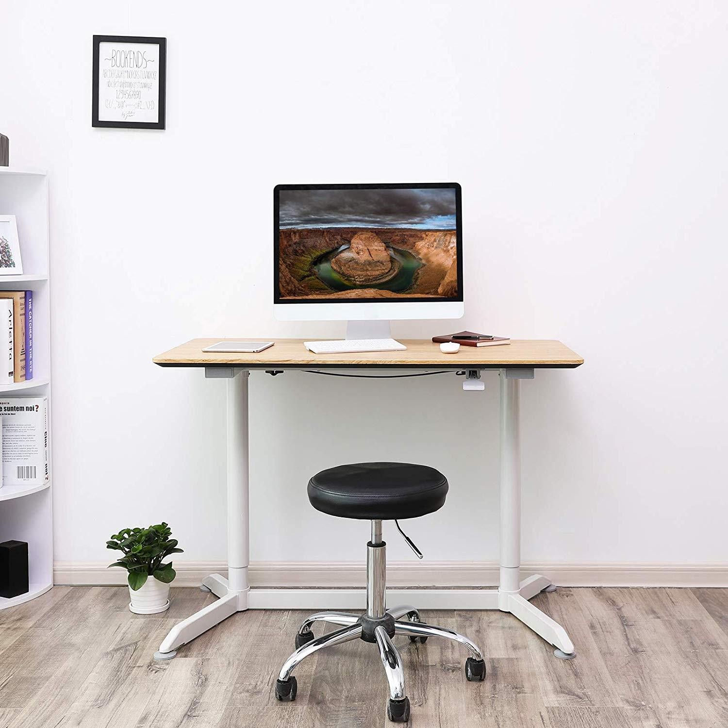 Mesa Elevable ZAIRA, 120 x 60 cm, Estructura Metálica y Madera color Roble