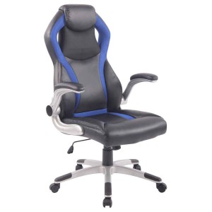 Silla Gaming ISAM, Diseño Deportivo, En Piel Negro y Azul