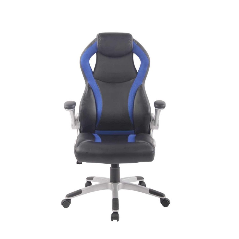 Silla Gaming ISAM, Diseño Deportivo, En Piel Negro y Azul