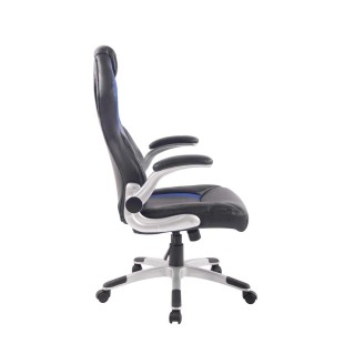 Silla Gaming ISAM, Diseño Deportivo, En Piel Negro y Azul 2