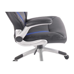 Silla Gaming ISAM, Diseño Deportivo, En Piel Negro y Azul