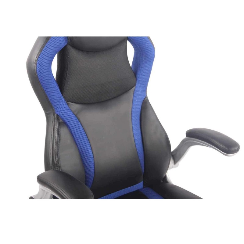 Silla Gaming ISAM, Diseño Deportivo, En Piel Negro y Azul
