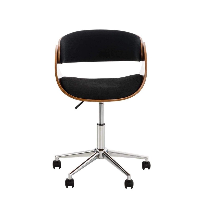 Silla de Oficina ANOUK, en madera nogal y tela negra