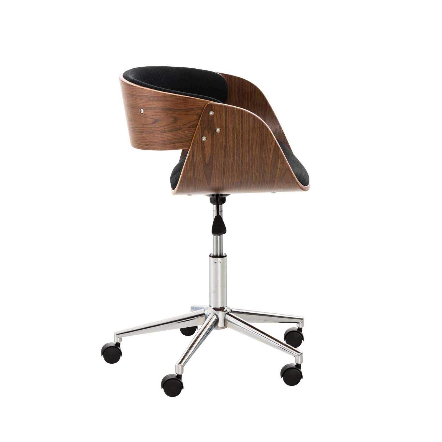 Silla de Oficina ANOUK, Exclusivo Diseño, Estructura en Madera Nogal, Tela Negra
