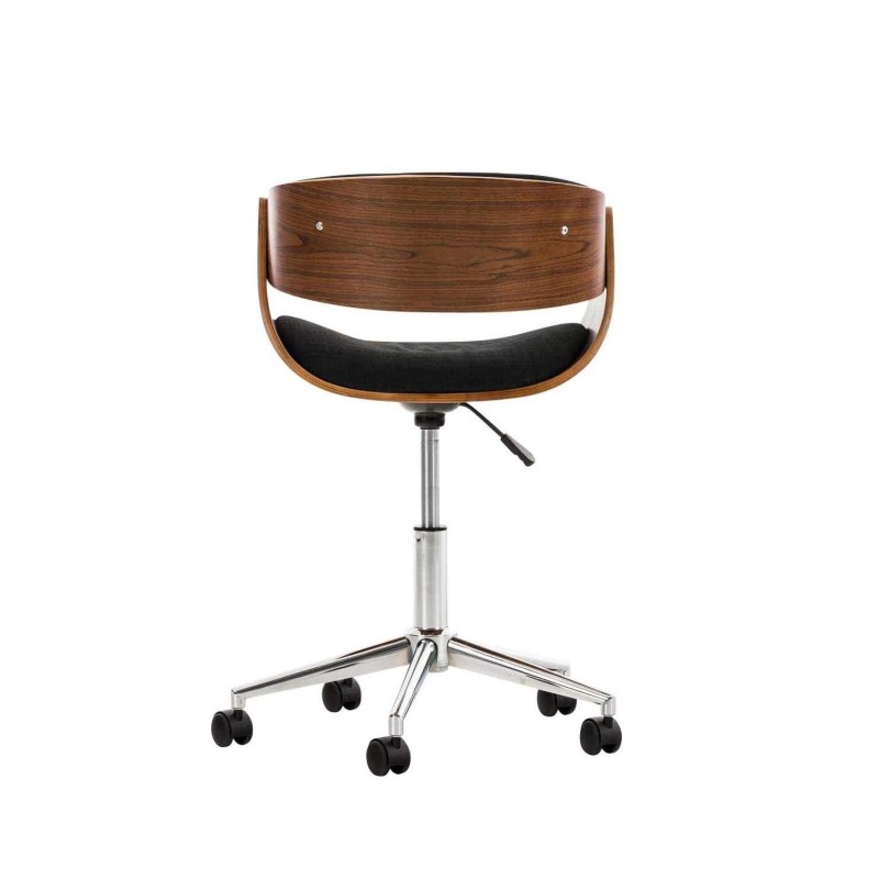 Silla de Oficina ANOUK, en madera nogal y tela negra