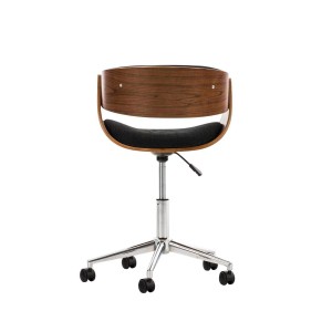 Silla de Oficina ANOUK, en madera nogal y tela negra