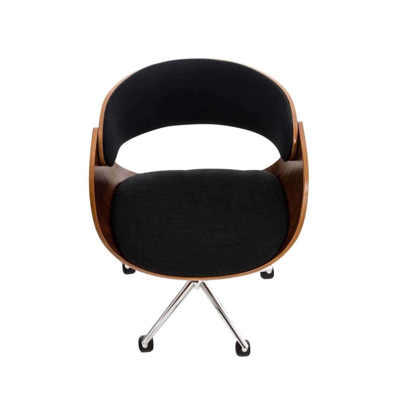 Silla de Oficina ANOUK, en madera nogal y tela negra