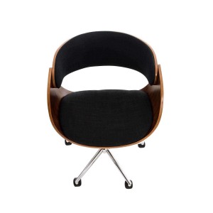 Silla de Oficina ANOUK, en madera nogal y tela negra