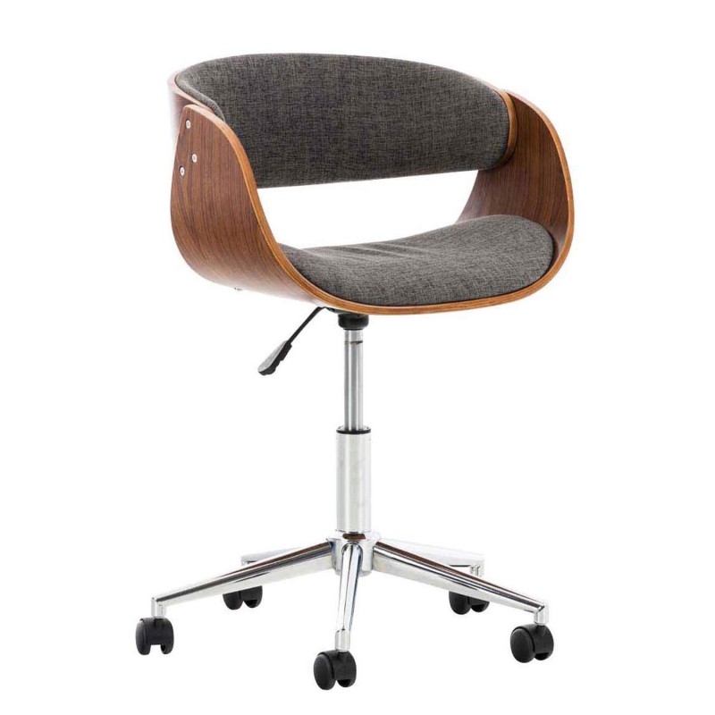 Silla de Oficina ANOUK, en madera nogal y tela negra
