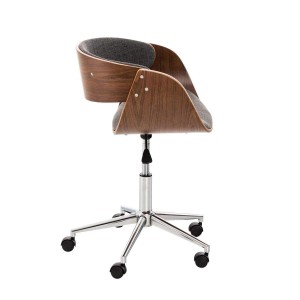 Silla de Oficina ANOUK, en madera nogal y tela negra