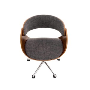 Silla de Oficina ANOUK, en madera nogal y tela negra