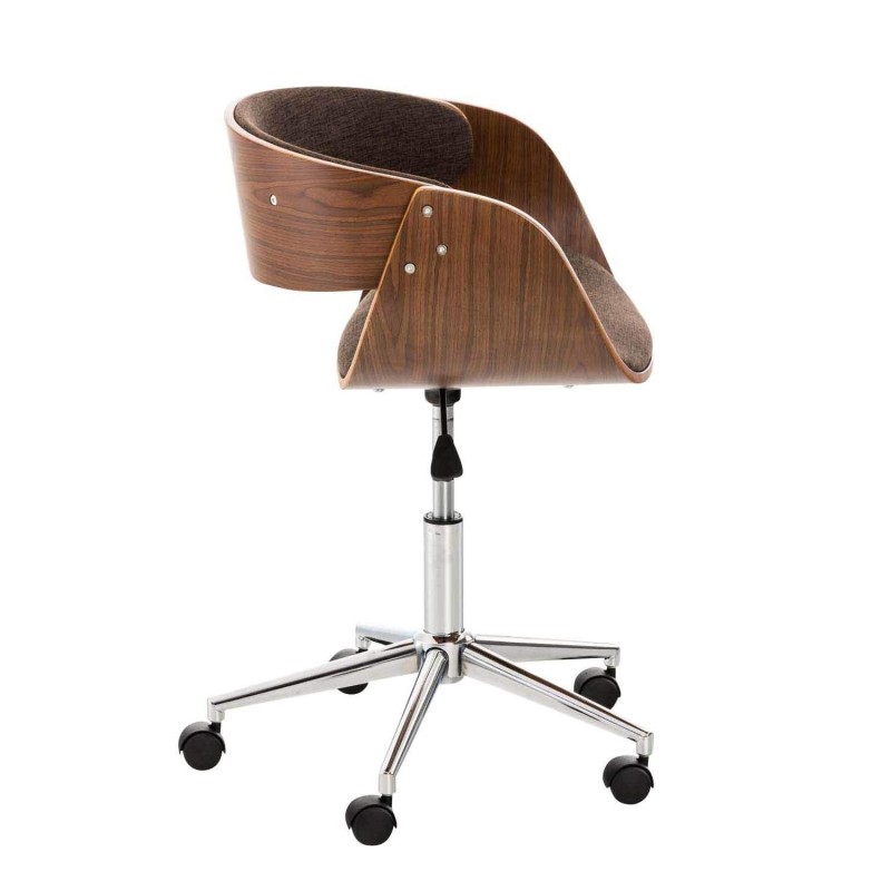 Silla de Oficina ANOUK, en madera nogal y tela negra
