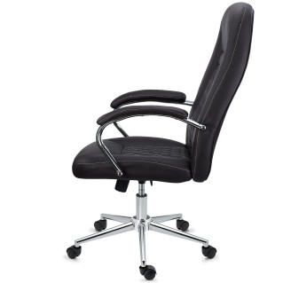 Sillón de despacho ESTAMBUL, en piel negra con costuras 2