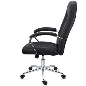 Sillón de despacho ESTAMBUL, en piel negra con costuras