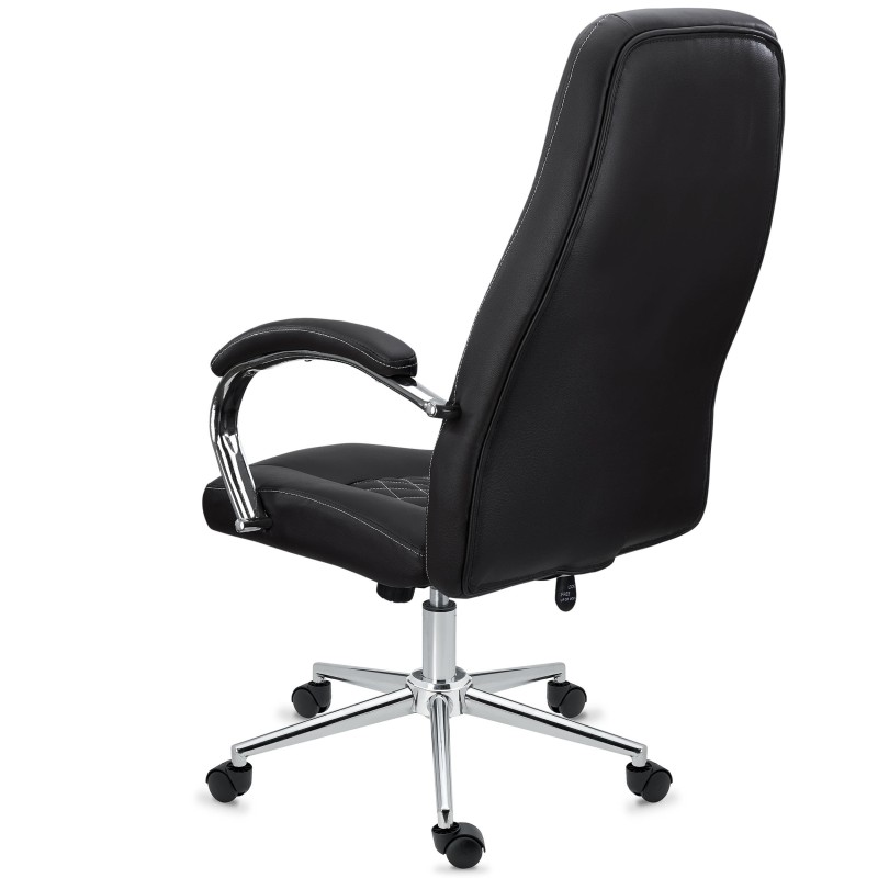Sillón de despacho ESTAMBUL, en piel negra con costuras