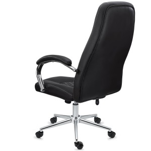 Sillón de despacho ESTAMBUL, en piel negra con costuras