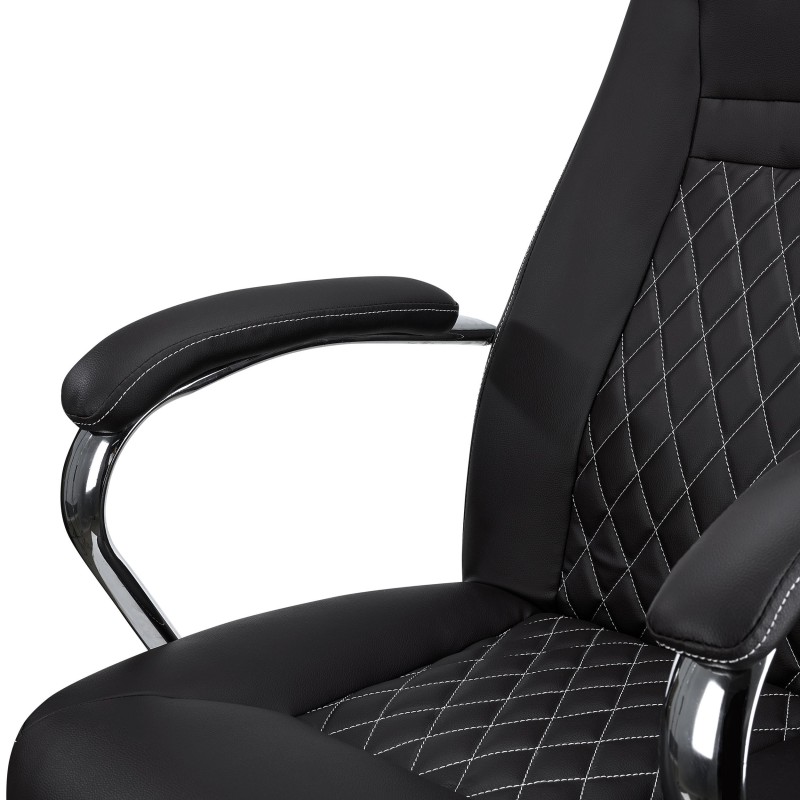 Sillón de despacho ESTAMBUL, en piel negra con costuras