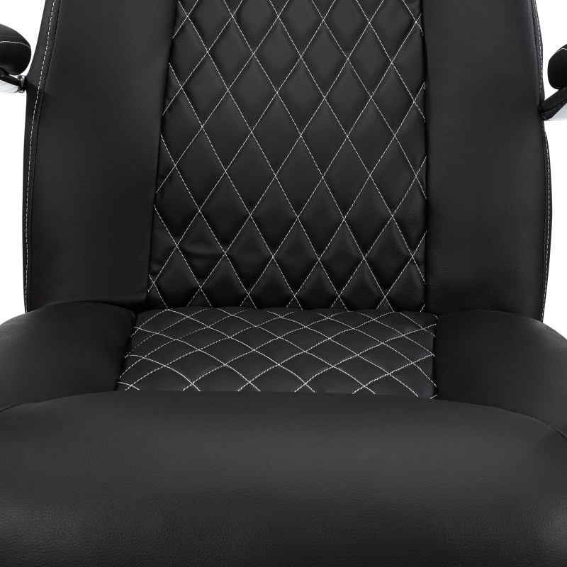 Sillón de despacho ESTAMBUL, en piel negra con costuras