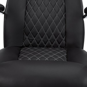 Sillón de despacho ESTAMBUL, en piel negra con costuras
