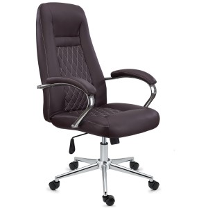 Sillón de despacho ESTAMBUL, en piel negra con costuras