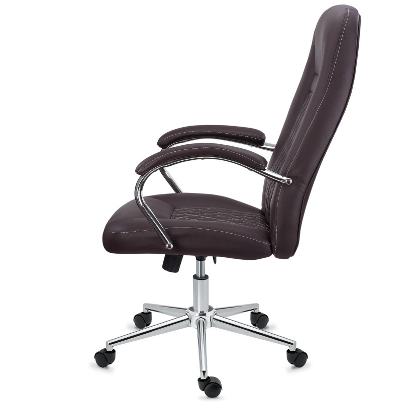 Sillón de despacho ESTAMBUL, en piel negra con costuras