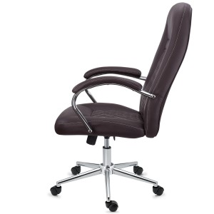 Sillón de despacho ESTAMBUL, en piel negra con costuras
