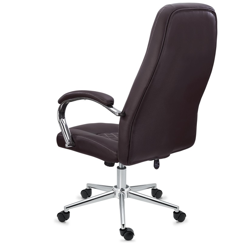 Sillón de despacho ESTAMBUL, en piel negra con costuras