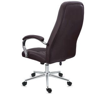 Sillón de despacho ESTAMBUL, en piel negra con costuras