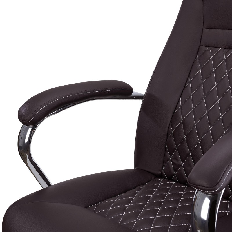 Sillón de despacho ESTAMBUL, en piel negra con costuras