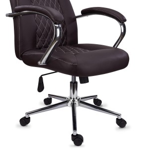 Sillón de despacho ESTAMBUL, en piel negra con costuras