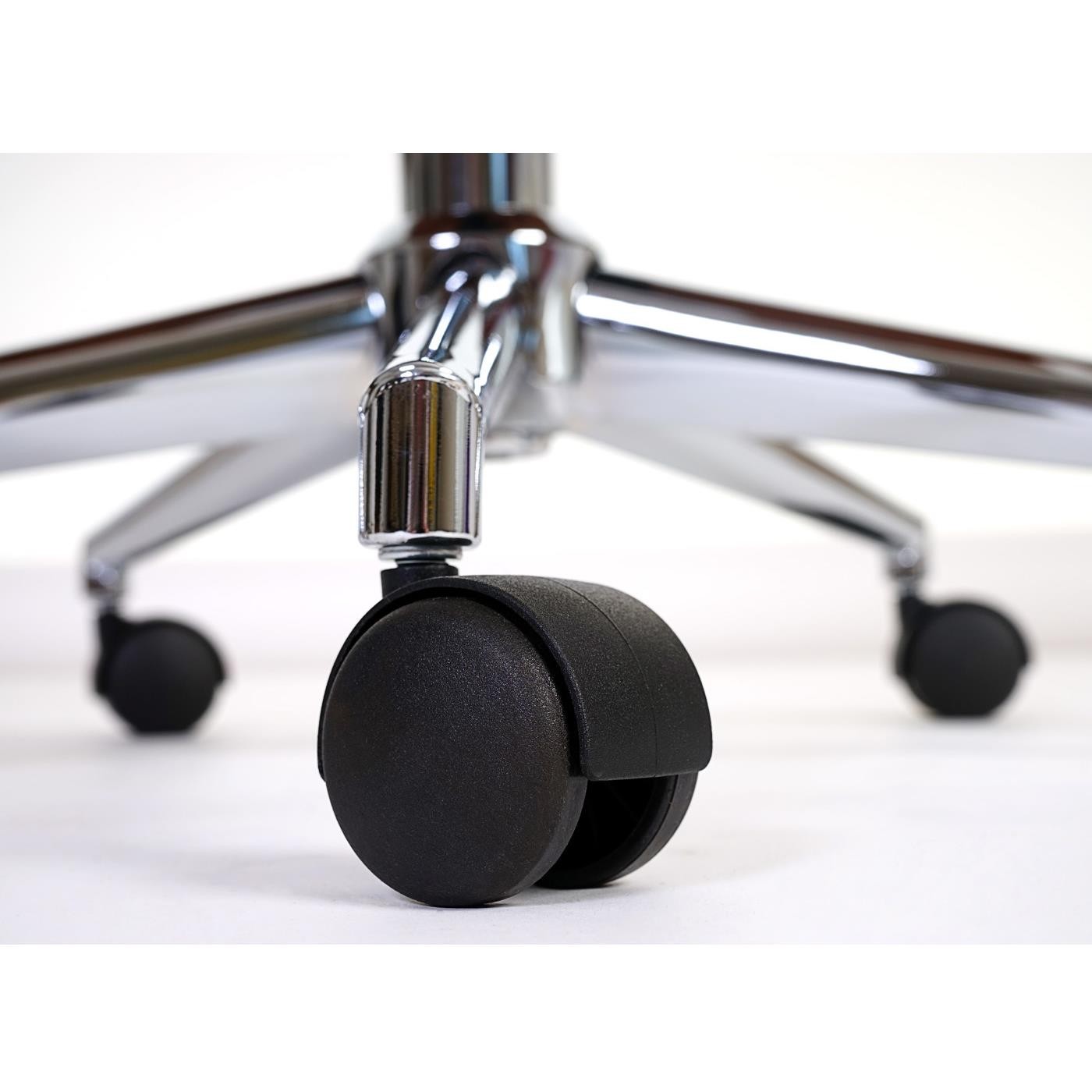 Silla de Oficina HELGER, Elegante Diseño en Madera Nogal y Piel Negra