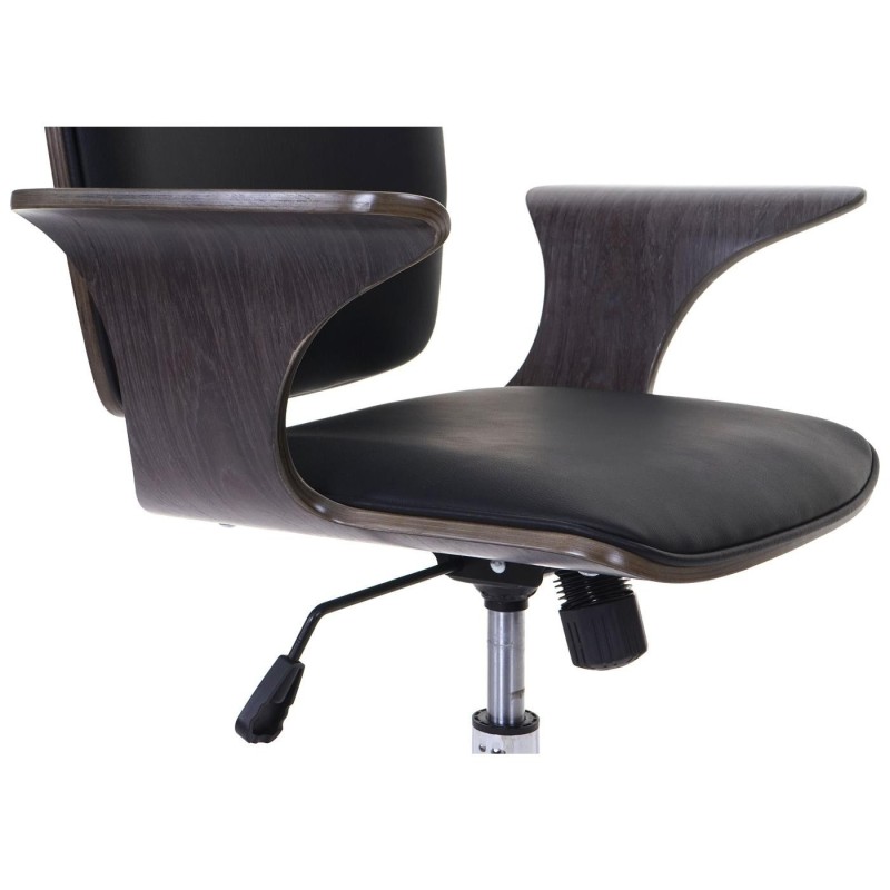 Silla de Oficina HELGER en Madera Nogal y Piel Negra