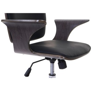 Silla de Oficina HELGER en Madera Nogal y Piel Negra