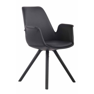 Silla de Confidente LUCY, Patas Negras, Piel Negra