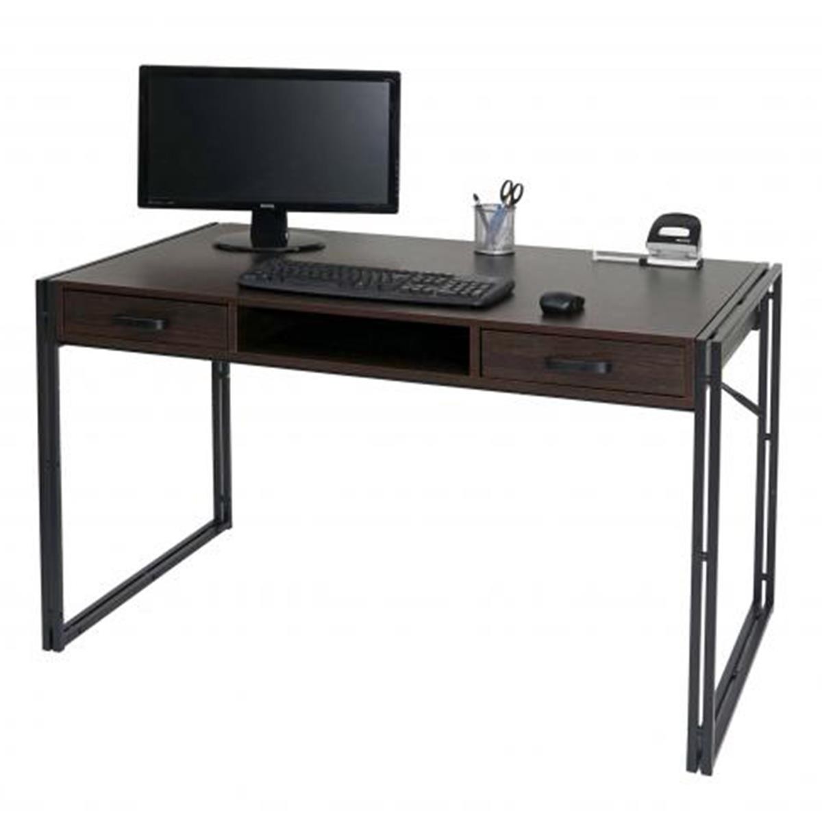 Escritorio OLAF, Dimensiones 121x70x75 cm, Patas Metálicas, Madera color Blanco