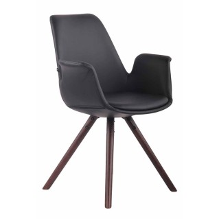 Silla de Confidente LUCY, Patas Nogal, Piel Negra