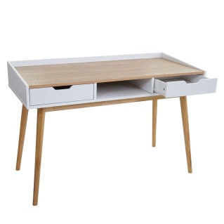 Mesa de Ordenador JORGEN en Madera color Fresno y Blanco 2