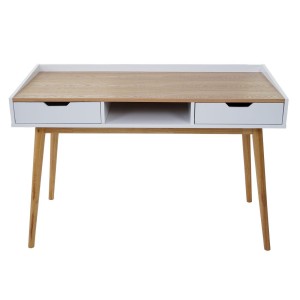 Mesa de Ordenador JORGEN en Madera color Fresno y Blanco