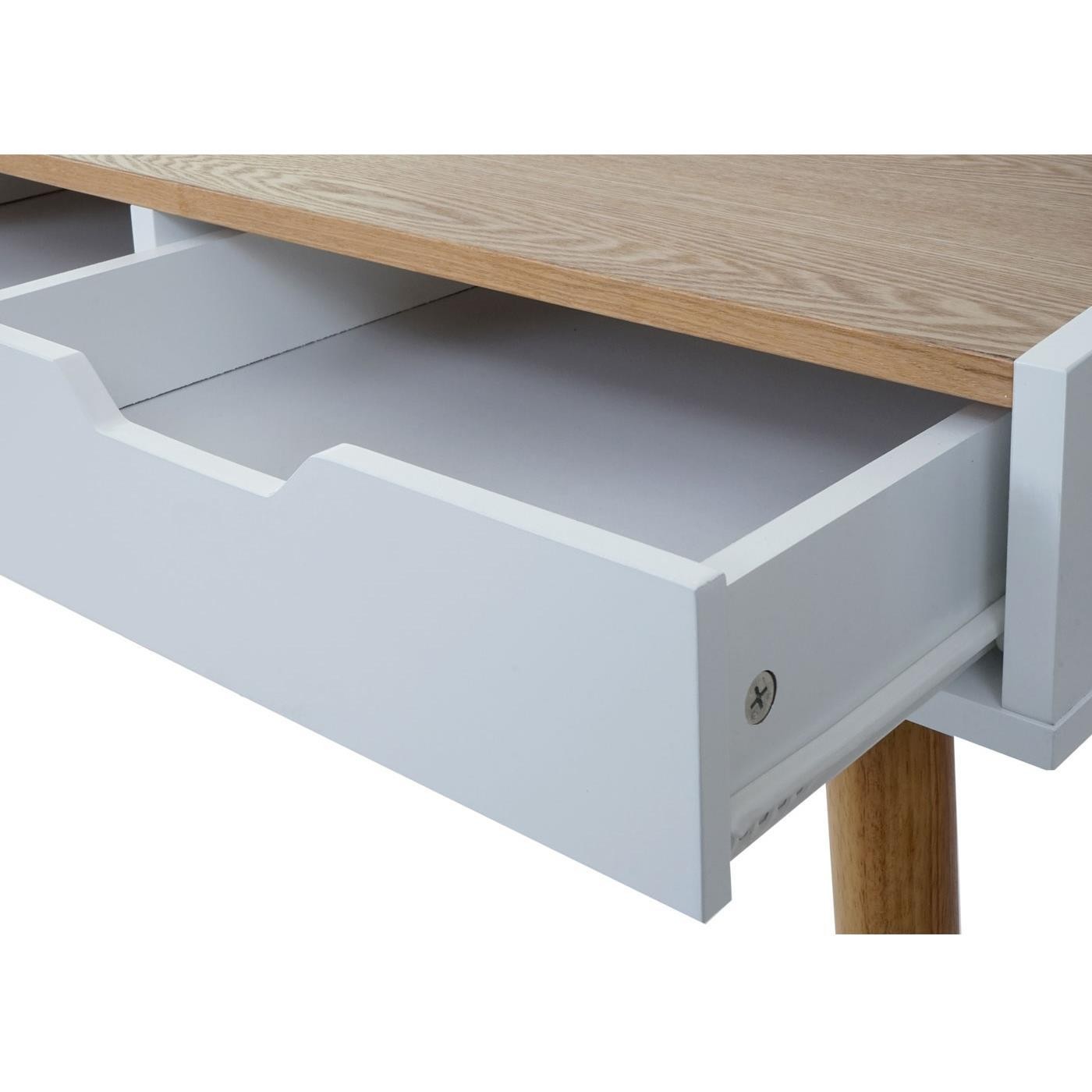 Mesa de Ordenador JORGEN, Dimensiones 120x55x80 cm, en Madera color Fresno y Blanco