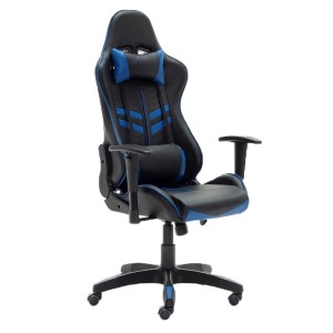 Silla gaming REGINA, respaldo abatible, en negro y azul