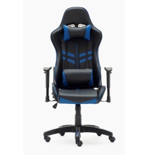 Silla gaming REGINA, respaldo abatible, en negro y azul 2