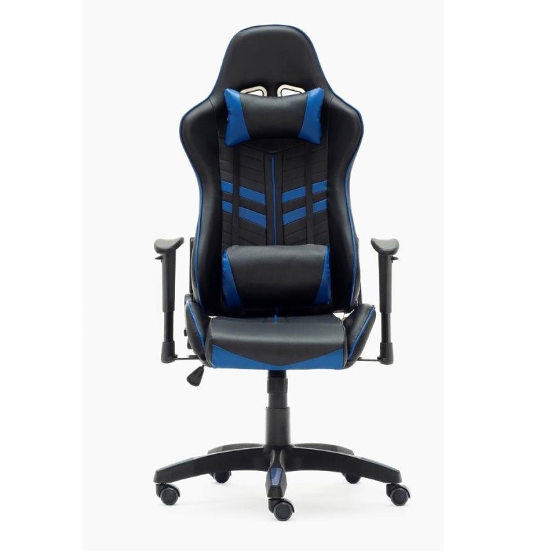 Silla gaming REGINA, respaldo abatible, en negro y azul