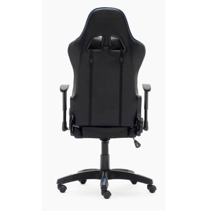 Silla gaming REGINA, respaldo abatible, en negro y azul