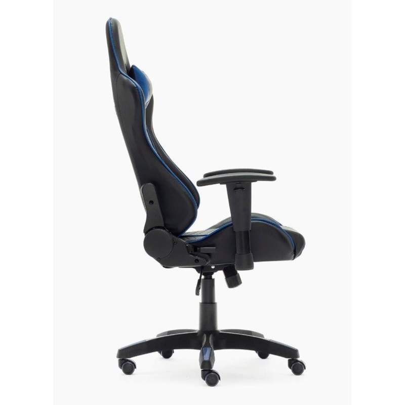 Silla gaming REGINA, respaldo abatible, en negro y azul